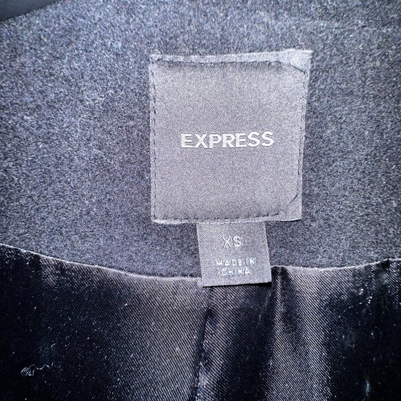 Express Black Wool Blend Double-Breasted Peacoat XS Womens Jacket - Picture 3 of 12